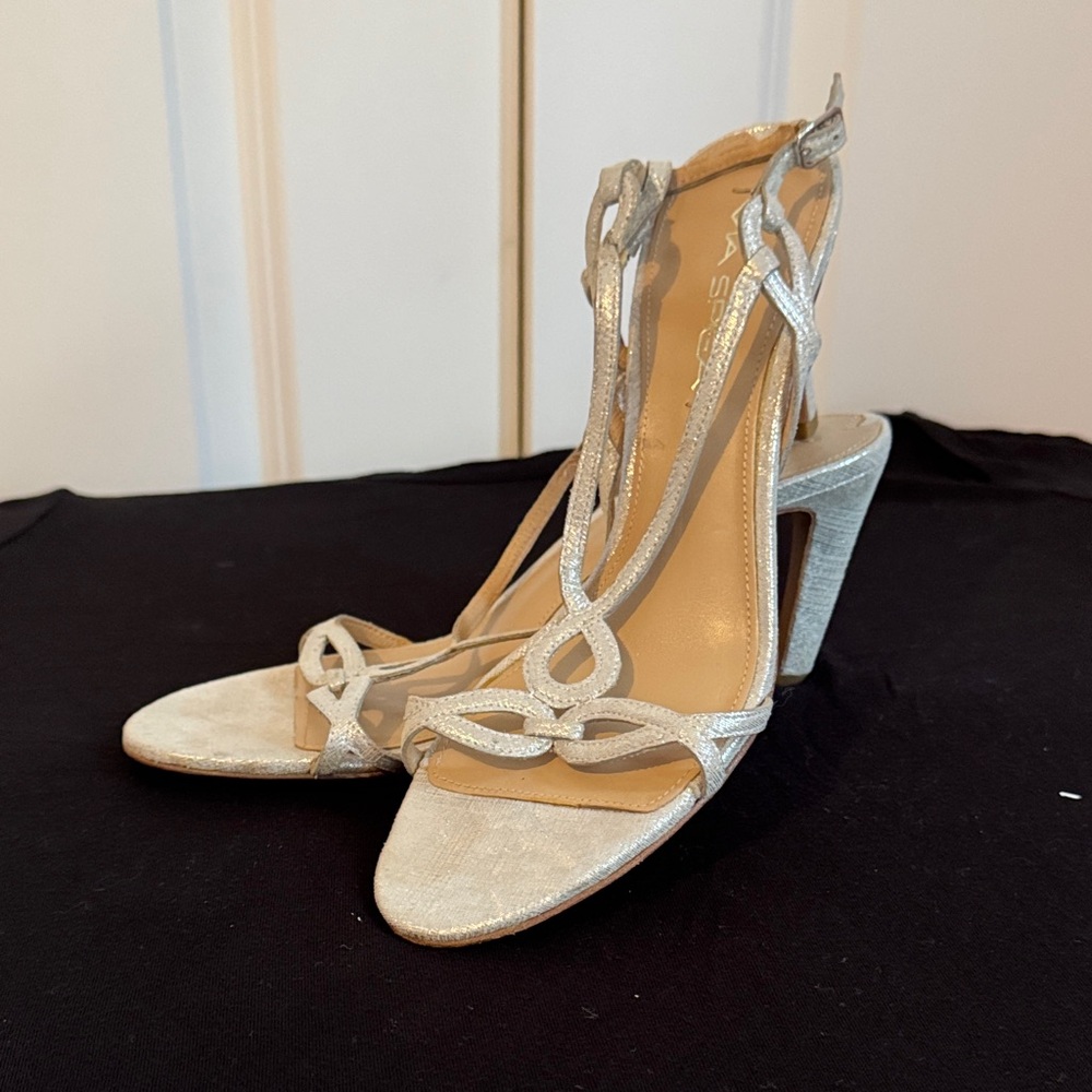 Via Spiga Silver Strappy Heels